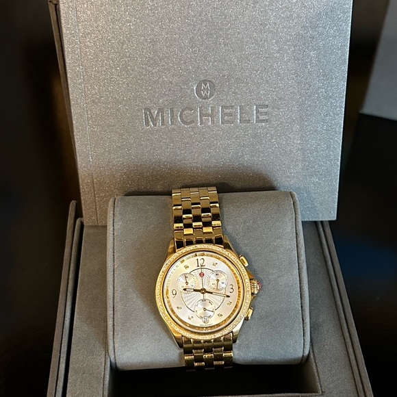 Michele Serein Chronograph Gold and Diamond watch - Picture 7 of 11